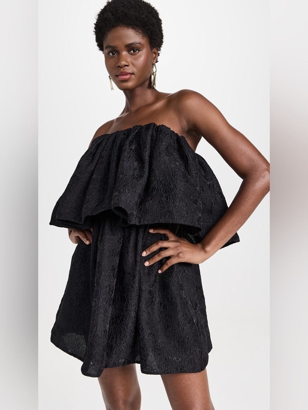 Ulla Johnson Black Strapless Ruffle Mini Dress